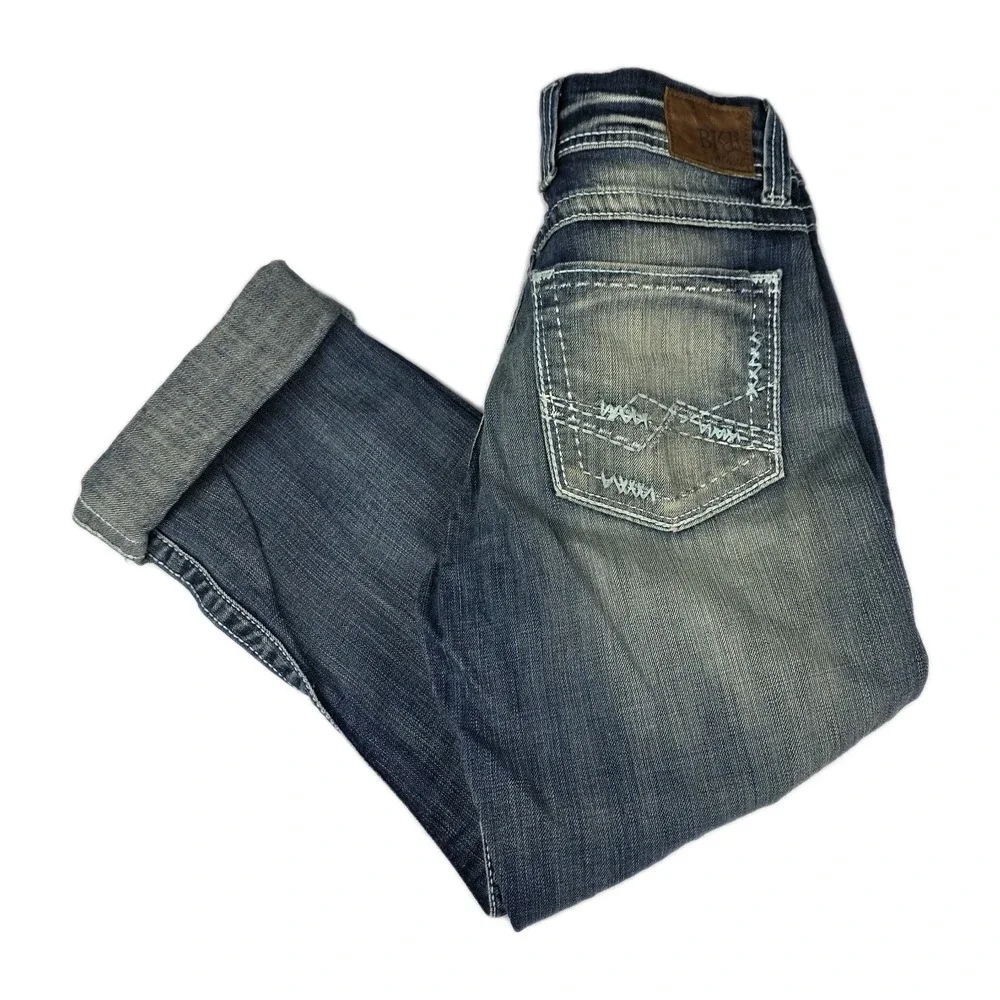 BKE Jeans Womens Size 28 Harper Cropped‎ Double Cuff Blue Denim Pants